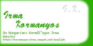 irma kormanyos business card